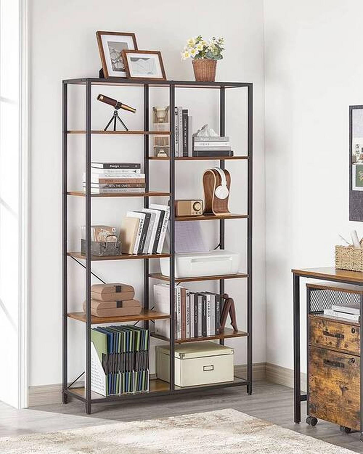 Bücherwand B: 100 Cm Braun/weiß - Schwarz/Braun, Basics, Holzwerkstoff/Metall (100/170/30cm) - Boxxx