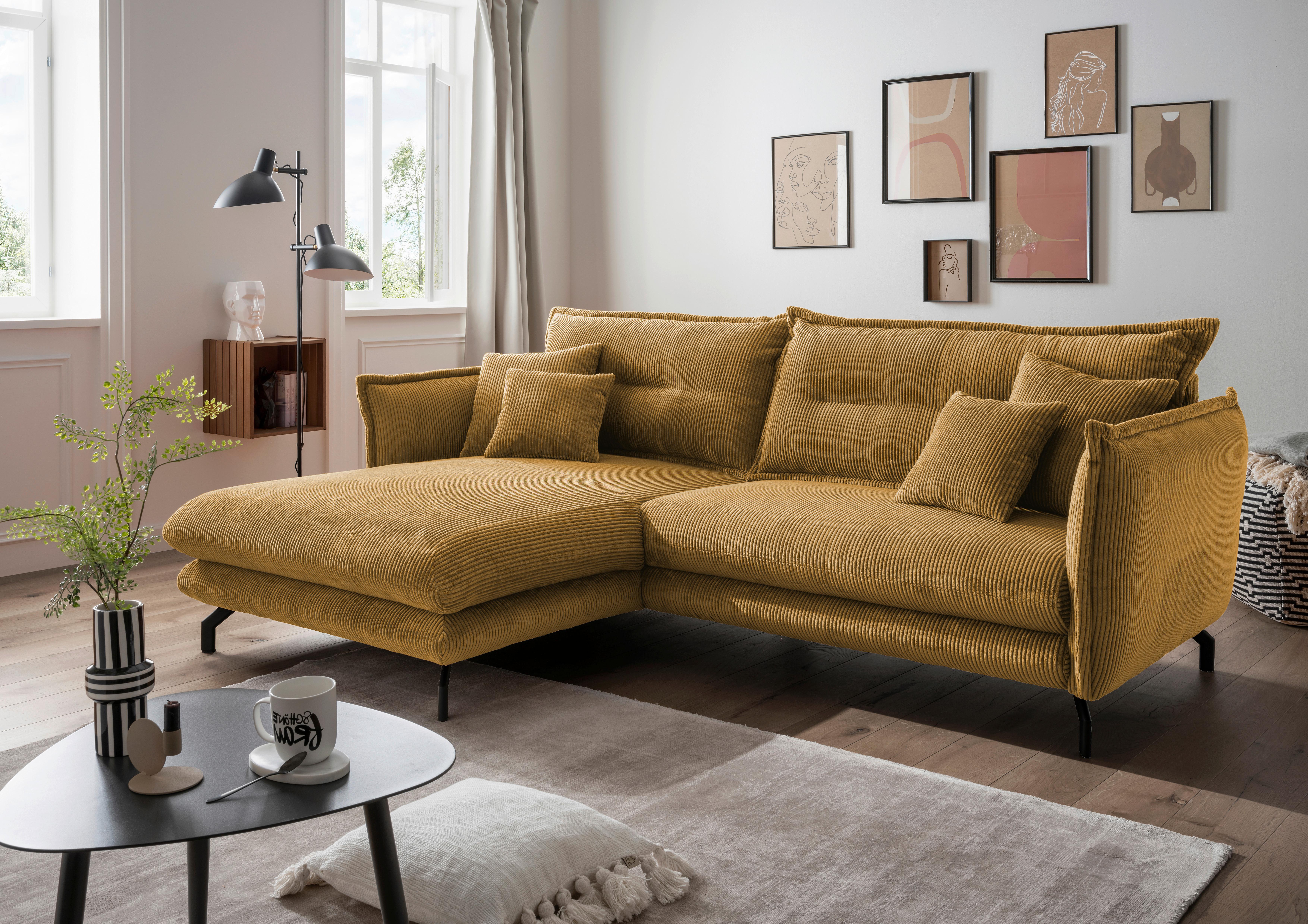 Ecksofa Lava Goldfarben S: 180/255 cm - Goldfarben/Schwarz, MODERN, Textil (180/255cm) - Livetastic