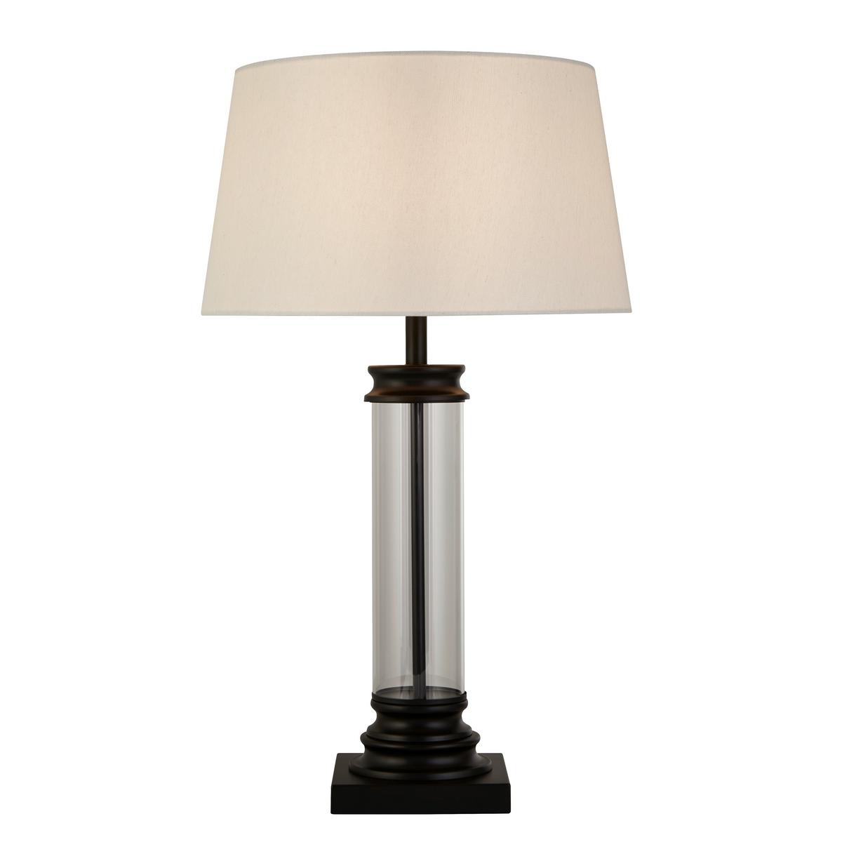 Tischleuchte Eu5141bk Pedestal - Schwarz/Weiß, KONVENTIONELL, Glas/Textil (37/62cm)
