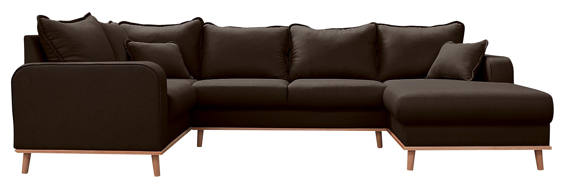 Wohnlandschaft Beata D. Braun U:167x296x170cm - Wengefarben/Dunkelbraun, Design, Textil (167/296/170cm) - Livetastic