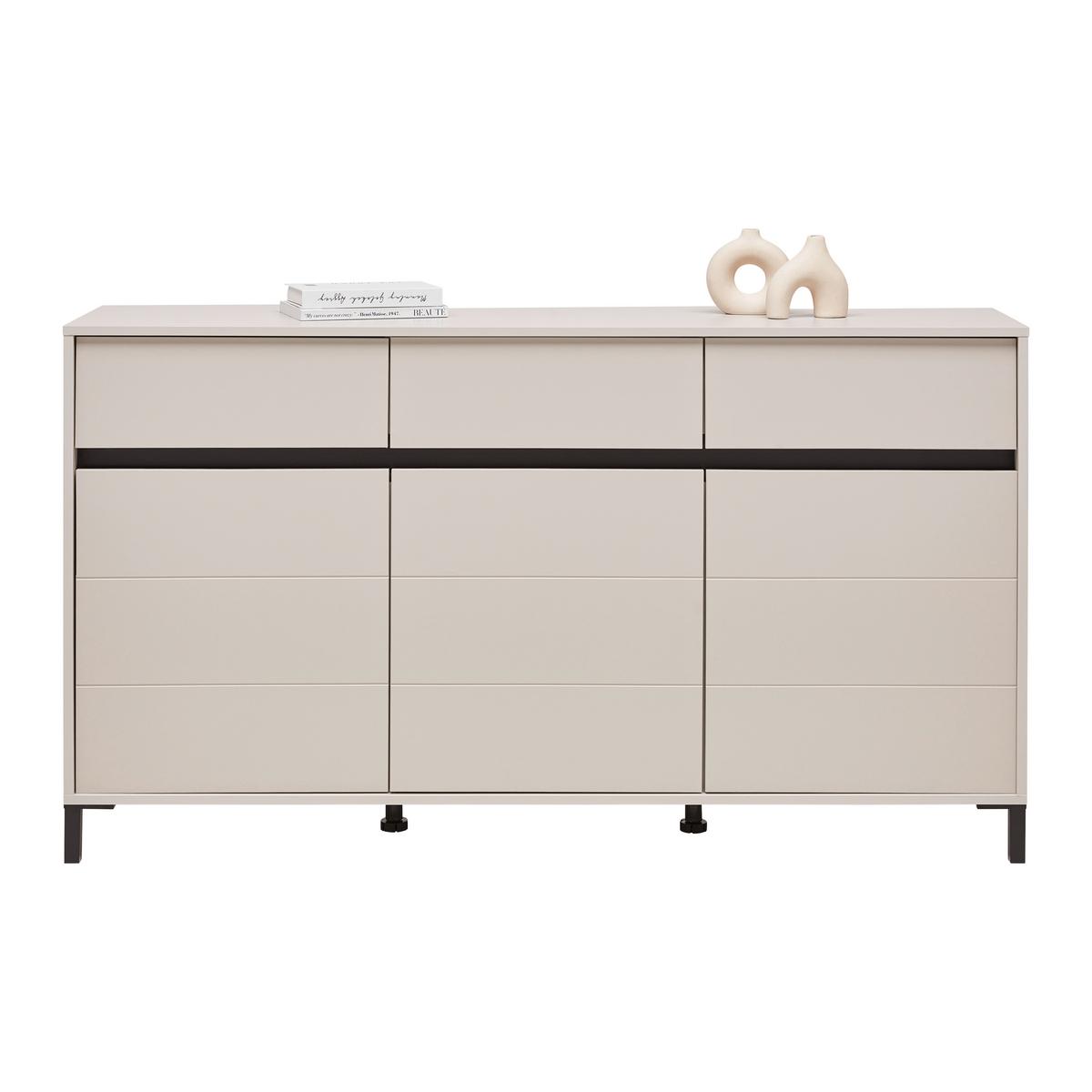 Komód Marron - kasmírszínű/fekete, Basics, faalapú anyag (157/90/40cm)