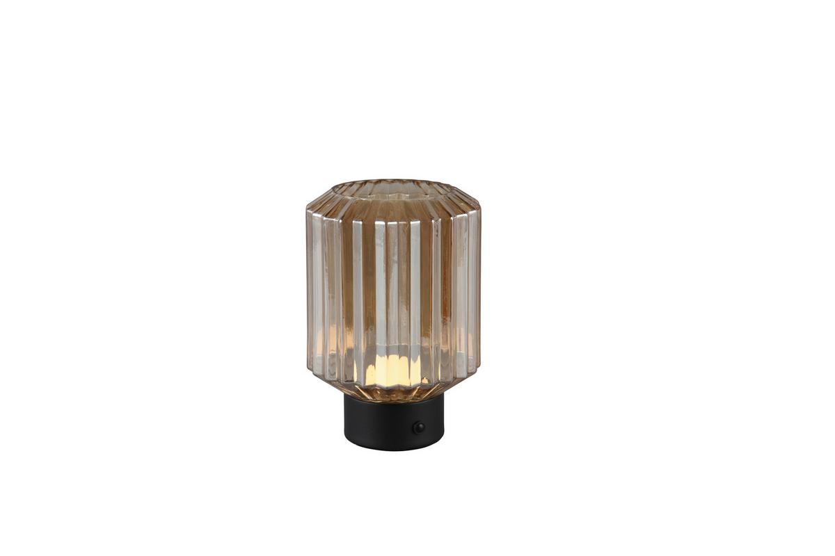 Akku-tischleuchte R57761113 - Schwarz/Braun, KONVENTIONELL, Glas/Metall (13/19,5cm)