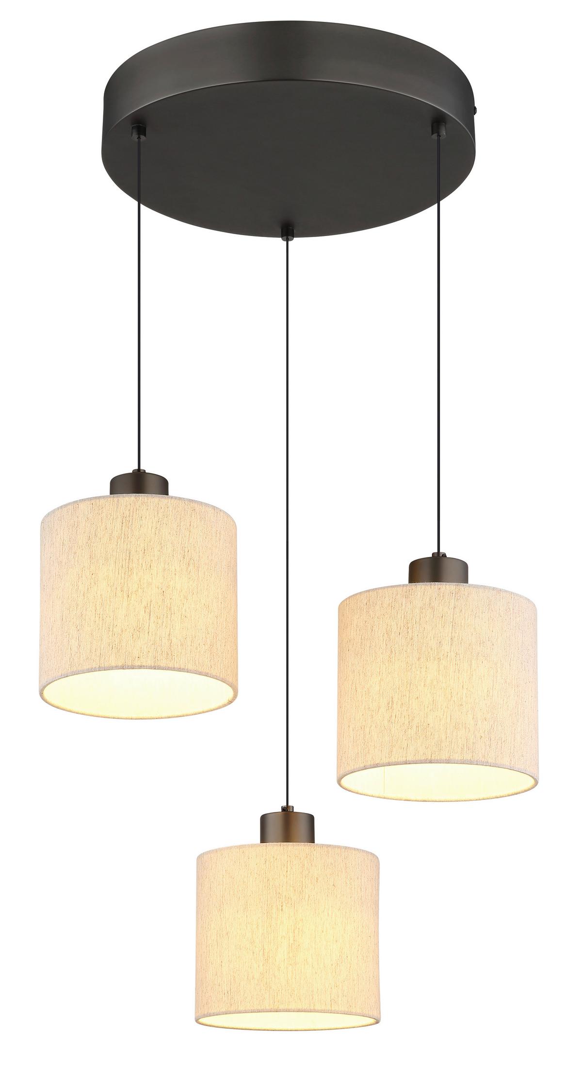 Led-hängeleuchte 3000k, Warmweiß - Schwarzchrom/Creme, Design, Kunststoff/Textil (49/180cm) - Globo