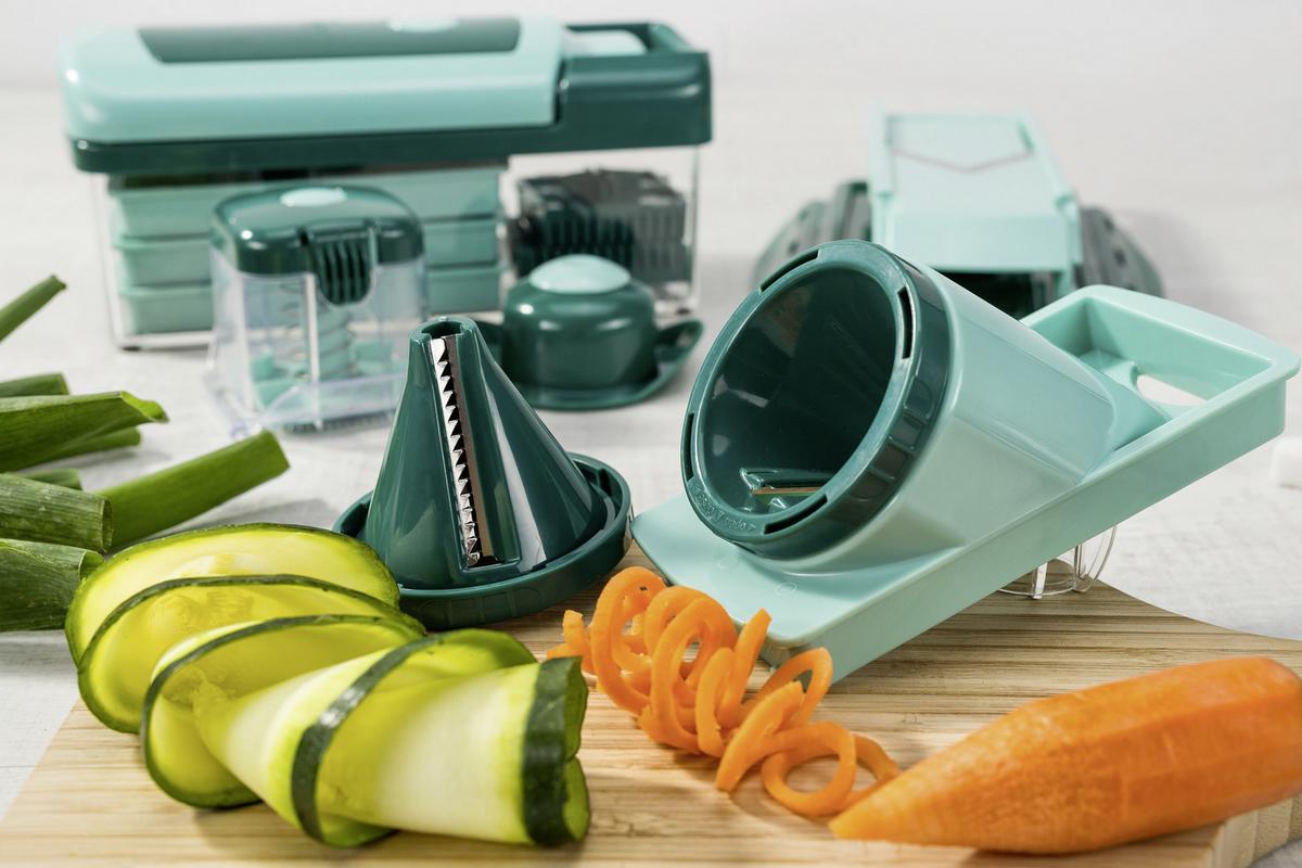 Küchenhelfer-set Nicer Dicer Fusion Smart 16 Tlg. - Türkis/Dunkelgrün, Basics, Kunststoff/Metall - Genius