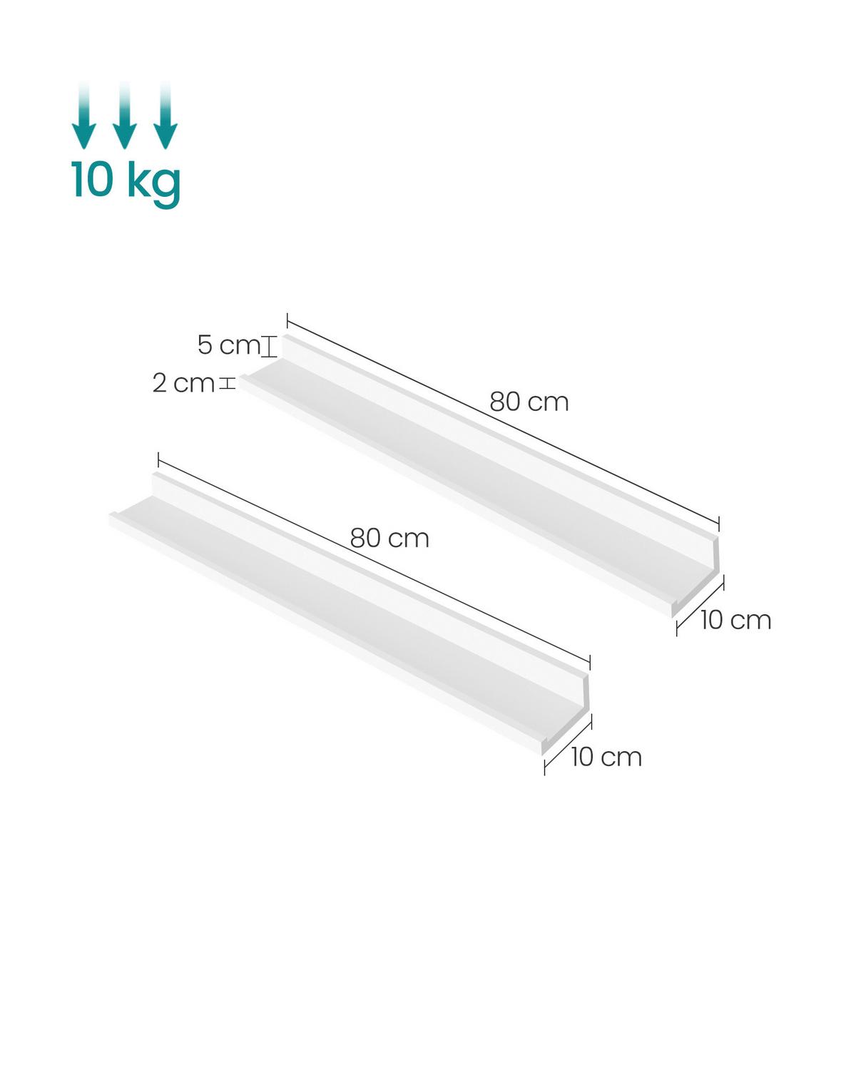 Wandregalset Weiß B: 80cm - Weiß, Basics, Holzwerkstoff (80/5/10cm)