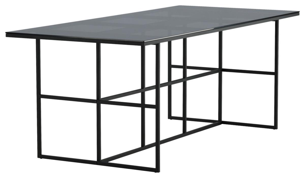 Esstisch Leif - Schwarz, Design, Glas/Metall (200/90/74cm) - Livetastic