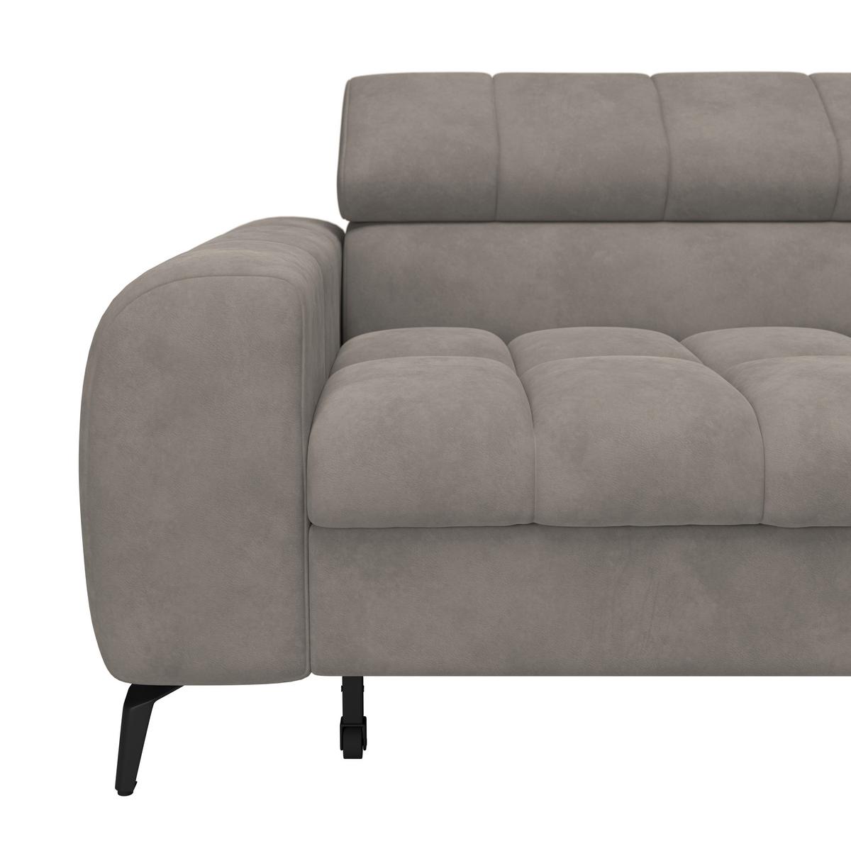 Ecksofa Volf Rechts New Grau, S: 261x203 cm - Schwarz/Grau, Trend, Kunststoff/Textil (261/203cm)