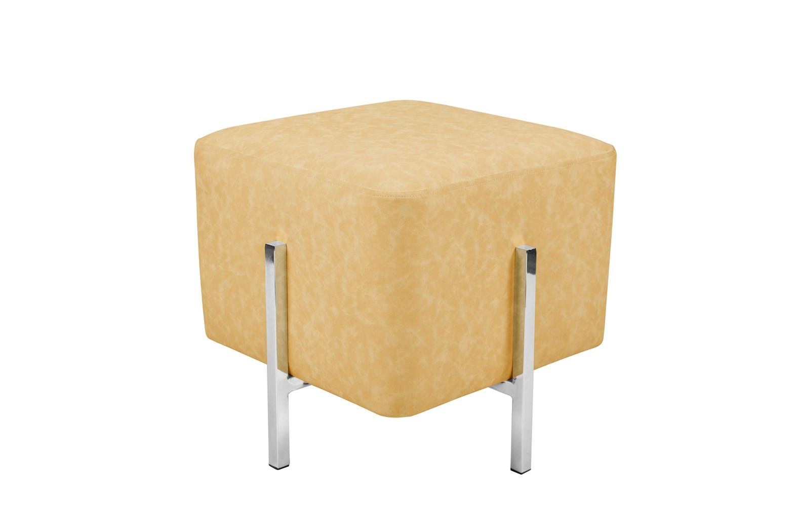 Hocker Lizia, Gelb B: 42 cm - Gelb/Silberfarben, Design, Textil (42/43/42cm) - Kayoom
