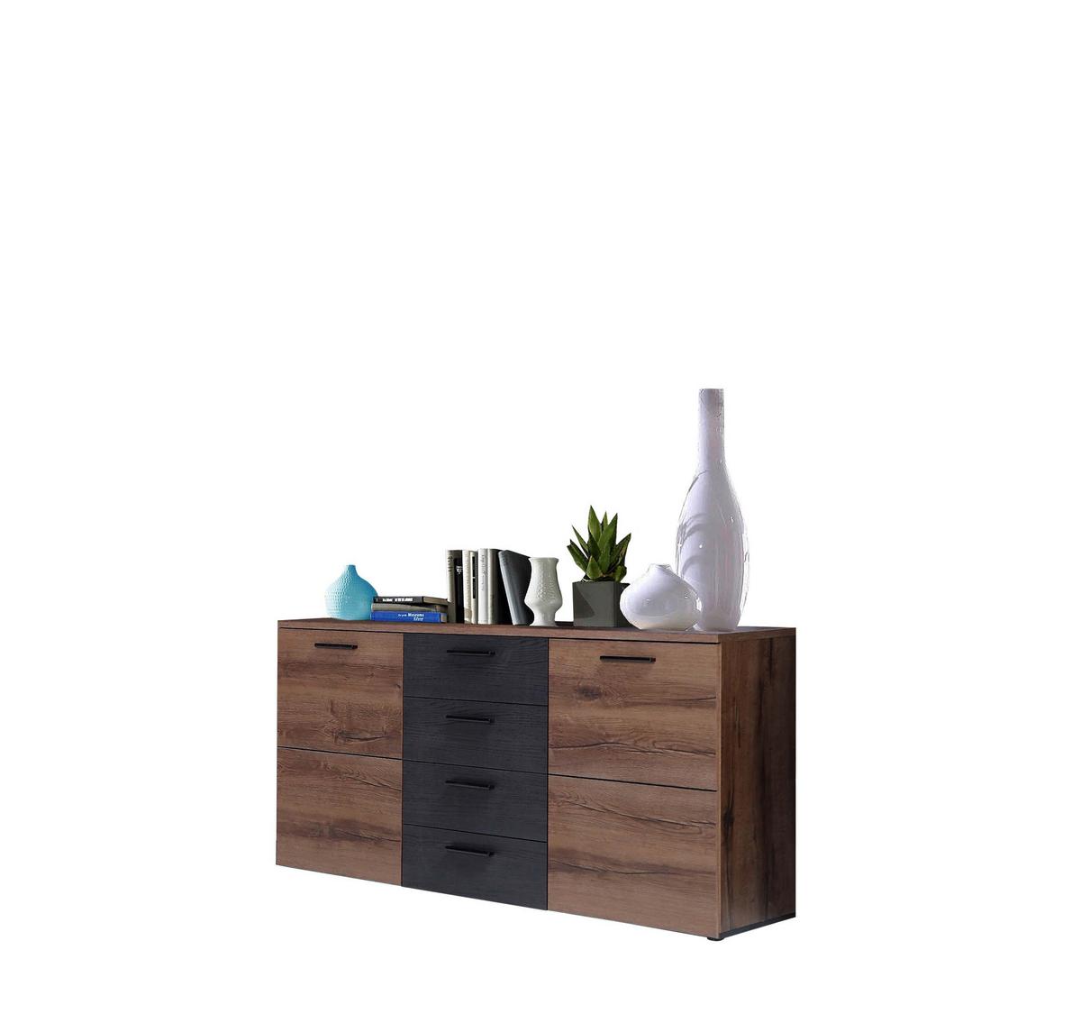 Komód Durango - iszap/fekete, Modern, műanyag/faalapú anyag (149,5/80,8/41,3cm)