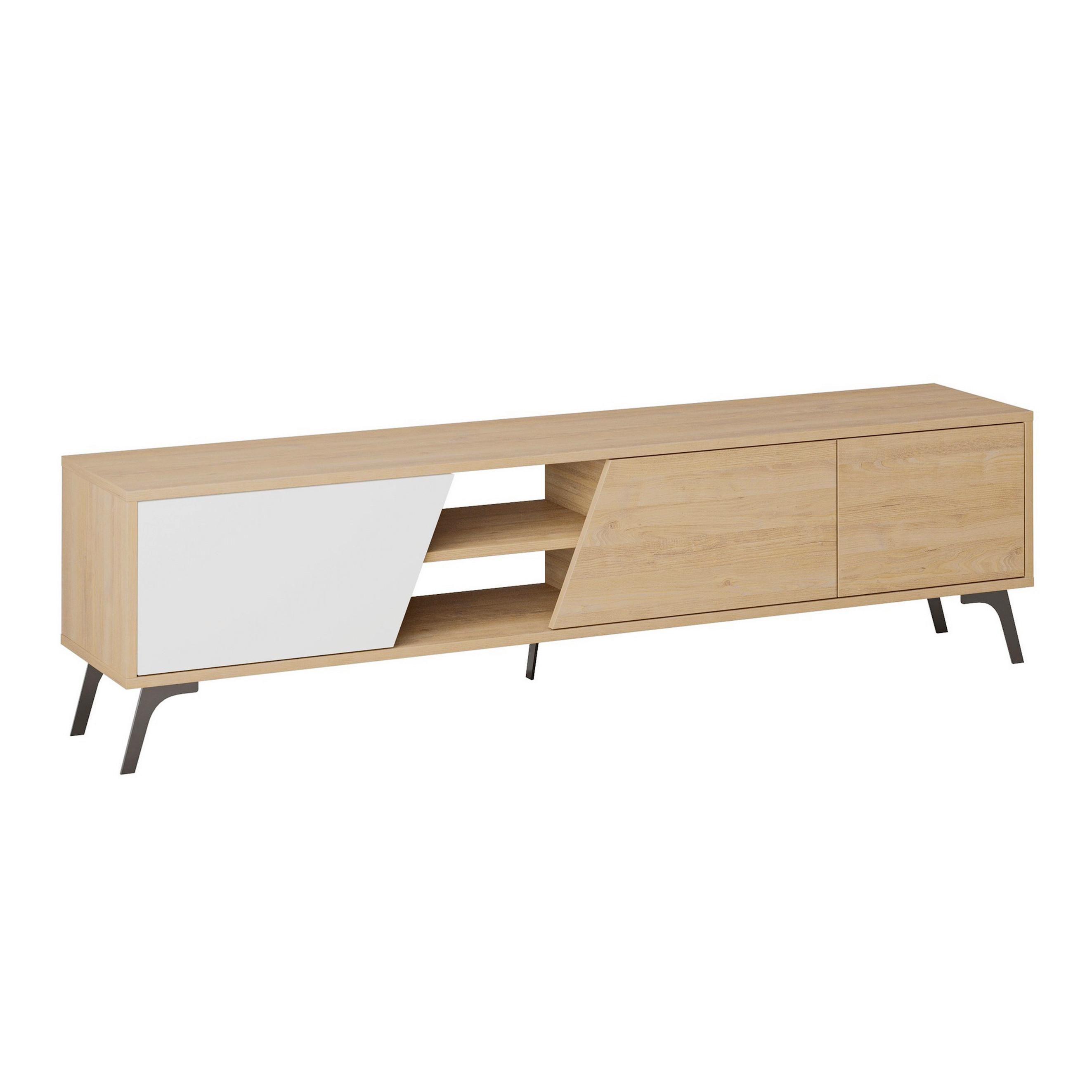 TV-ELEMENT Weiß/Eichefarben B: 180cm - Eichefarben/Weiß, MODERN, Holzwerkstoff (180/48/35.6cm)