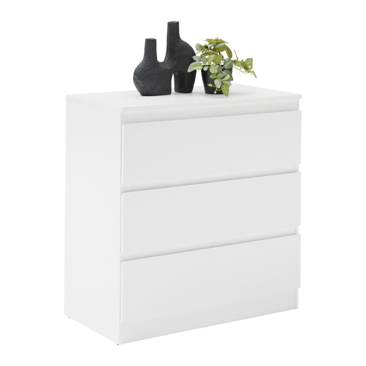 KOMODA MARA - čierna/biela, Konventionell, kompozitné drevo/plast (77/80/42cm) - Mömax