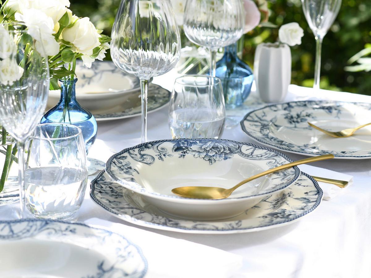 Kombiservice, 20-Teilig für 4 Personen, Porzellan - Blau/Weiß, Basics, Keramik - Creatable