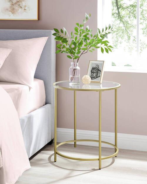 Beistelltisch mit Glasplatte Goldfarben - Goldfarben, Trend, Glas/Metall (50/50/55cm) - Boxxx
