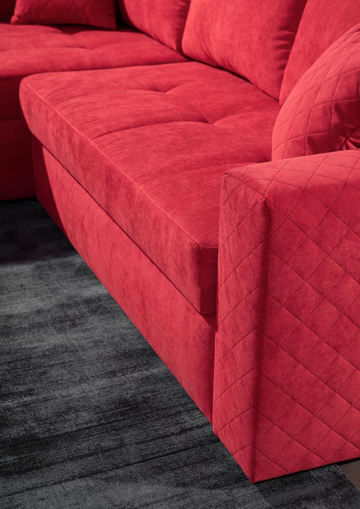 ECKSOFA BARKLEY - Rot/Schwarz, KONVENTIONELL, Textil (176/243cm) - MID.YOU