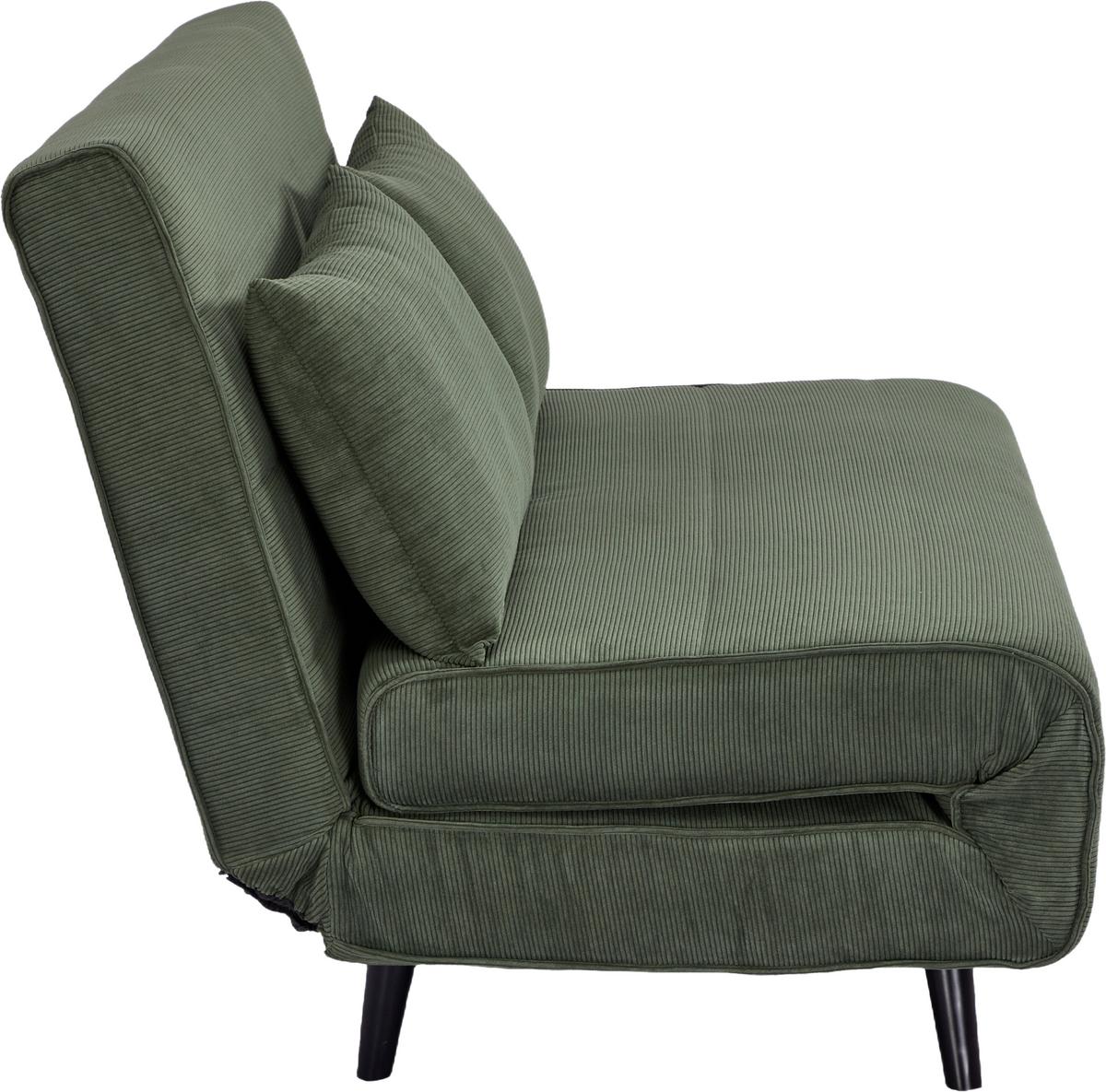 Rozkládací pohovka NIGHT-140, zelený manšestr, max. 240 kg - černá/zelená, Moderní, dřevo/textil (141/80/91cm) - Mömax