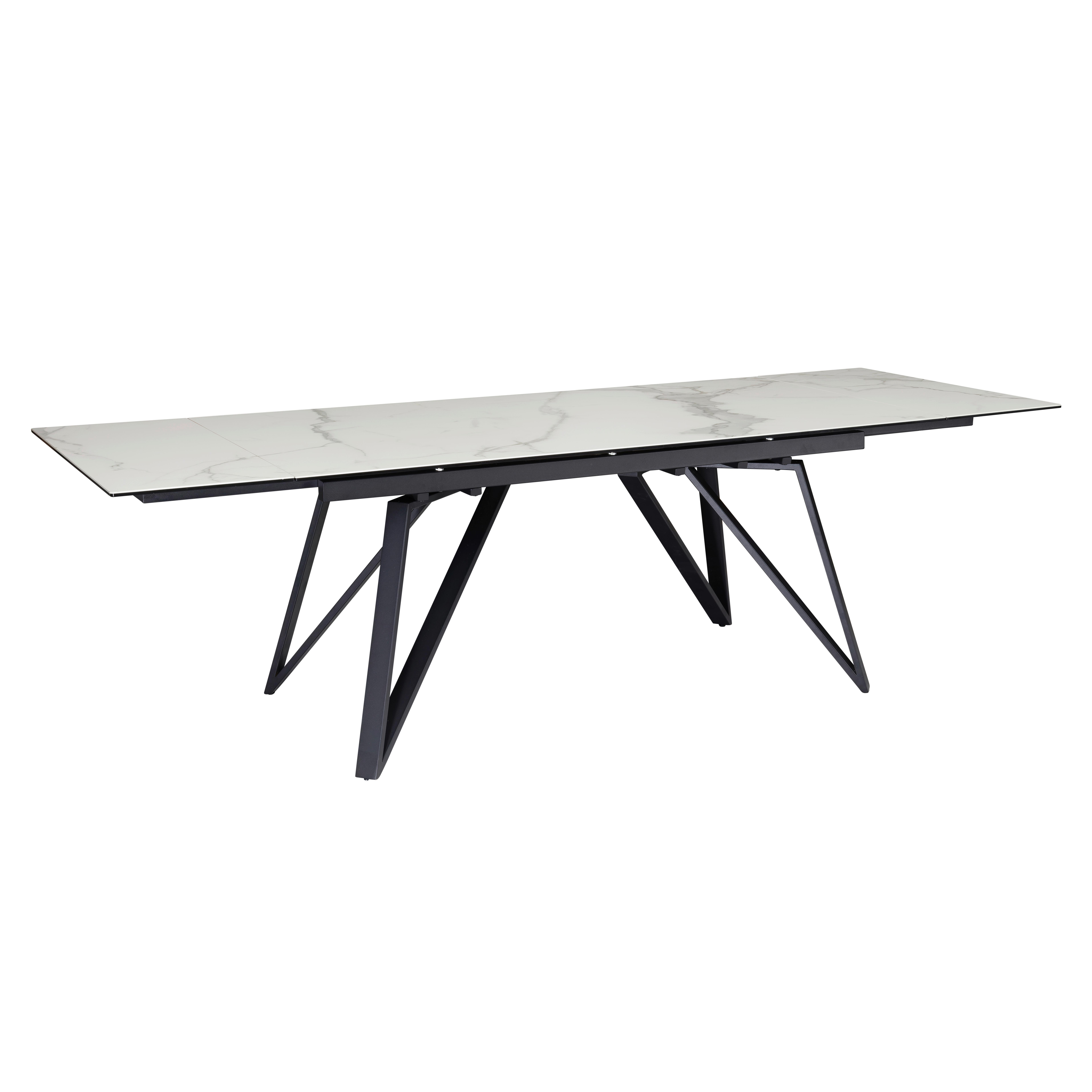Esstisch Weiß L: 180 cm - Schwarz/Weiß, Design, Keramik/Metall (180/95/76cm) - MID.YOU