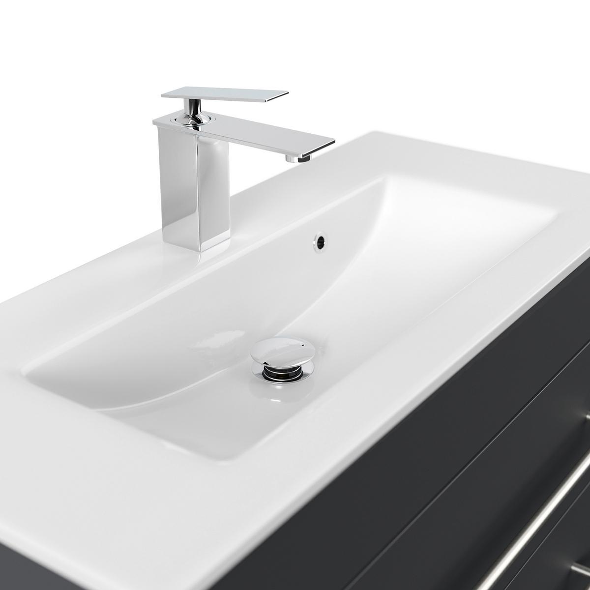 Badezimmer Portus Graphitfarben B: 80,4cm - Graphitfarben/Weiß, MODERN, Keramik/Holzwerkstoff (80,4cm) - MID.YOU