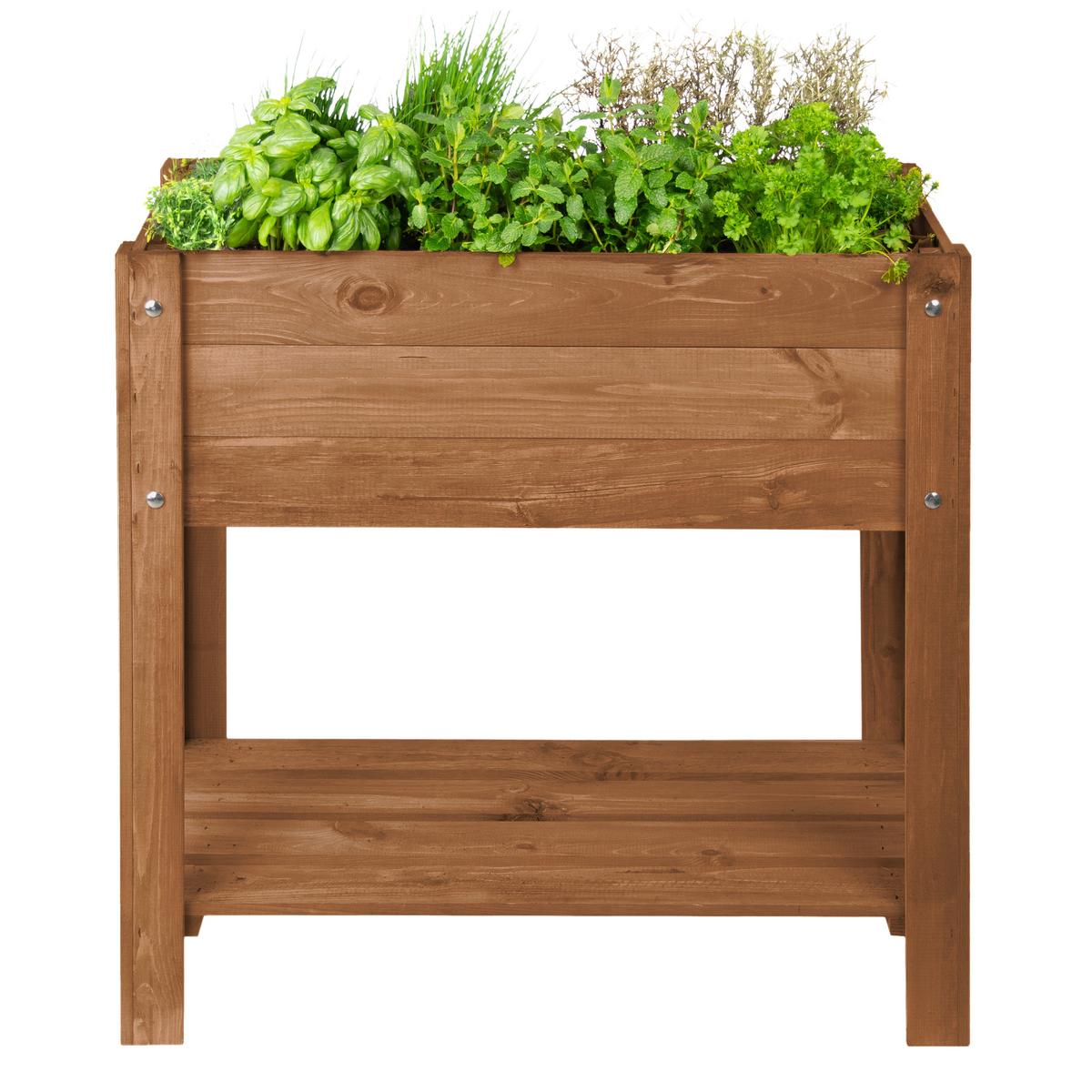 Hochbeet Echtholz Kiefer Mit Ablage 80,5x78,5x40 Cm Braun - Basics (80,5/78,5/40cm)
