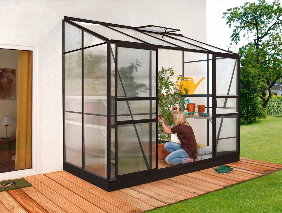 Anlehn-gewächshausbausatz Ida 3300 Hkp 4mm, Schwarz - Schwarz, Basics, Kunststoff/Metall (255,0/222,0/131,5cm)