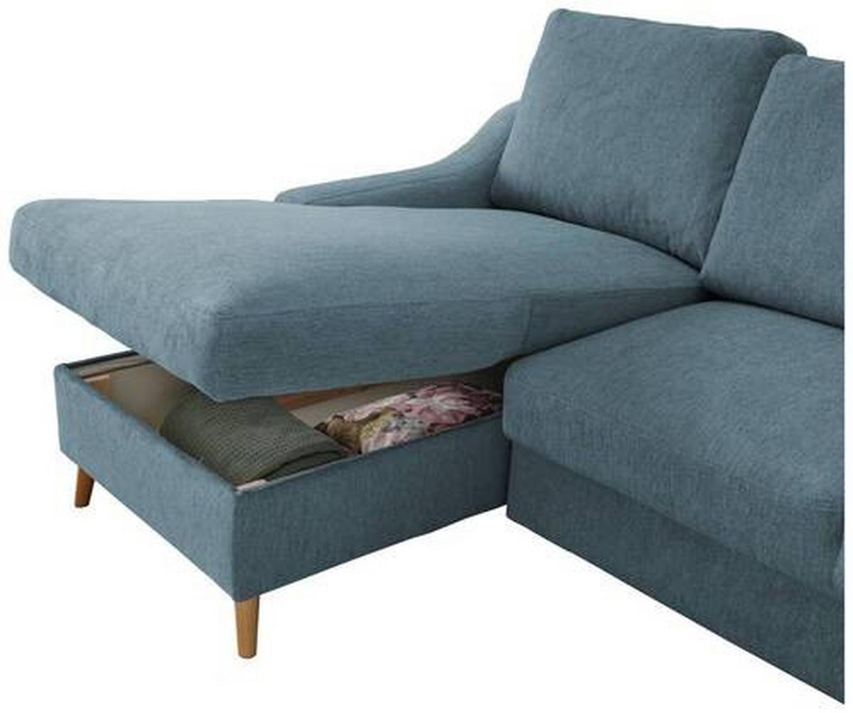 Ecksofa mit Bettkasten Valentina Blau Massiv - Blau/Schwarz, Design, Textil (150/228cm) - MID.YOU