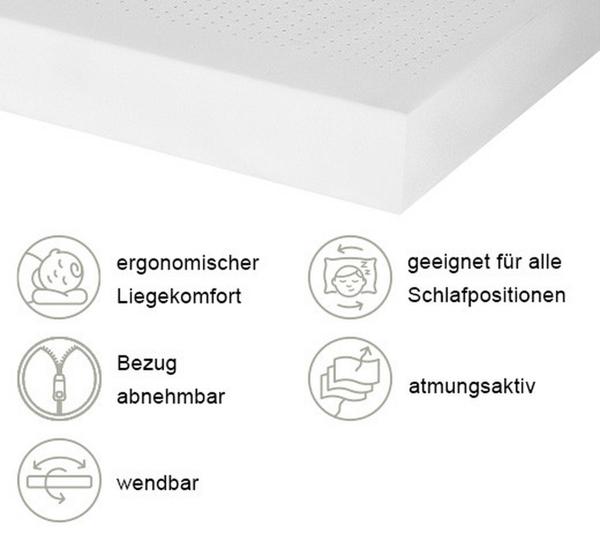 Kaltschaummatratze Air Deluxe 90x200 Cm H2/h3 H: 23 Cm - Weiß, Basics, Textil (90/200cm) - MID.YOU