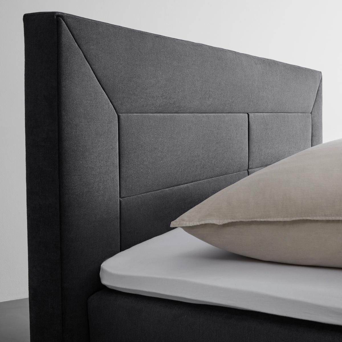 Postel Boxspring s topperem Maja, 180x200 - šedá/černá, Moderní, dřevo/textil (180/200cm) - Bessagi Home