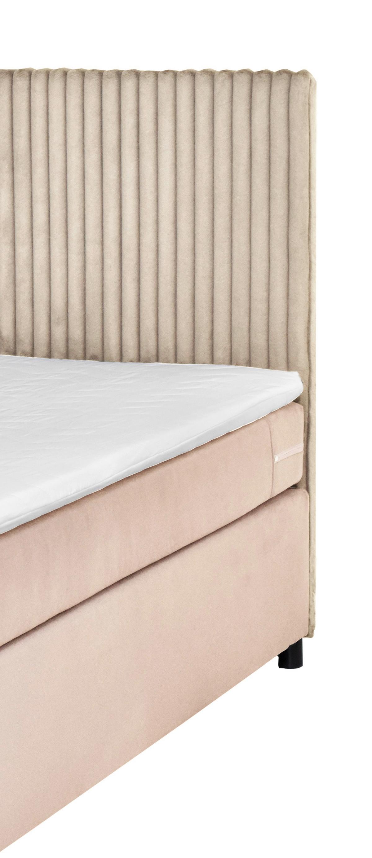 Boxspringbett Mit Topper 180x200 Cm Lilly - Beige/Schwarz, Basics, Holz/Textil (180/200cm) - Livetastic