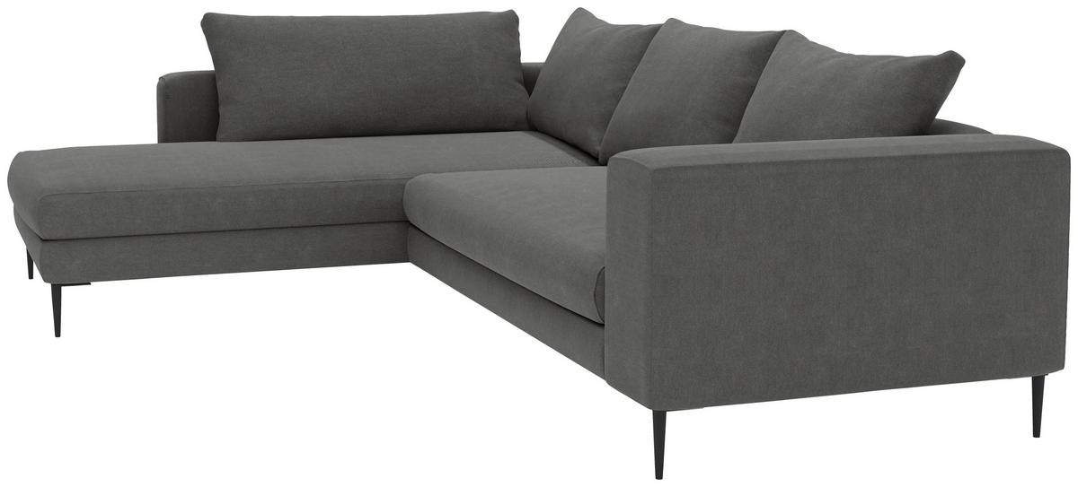 Ecksofa Aurora II - Dunkelgrau/Schwarz, MODERN, Textil (210/295cm) - Trendmanufaktur