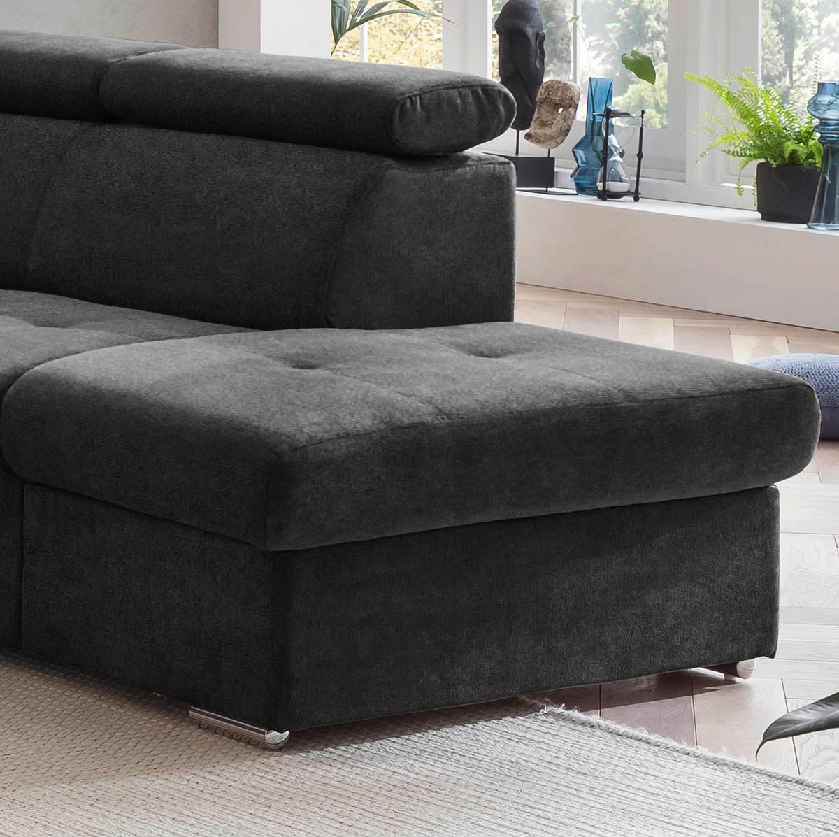 Ecksofa Mit Schlaffunktion Antero Und Bettkasten Schwarz - Chromfarben/Schwarz, Design, Textil (262/216cm) - Livetastic