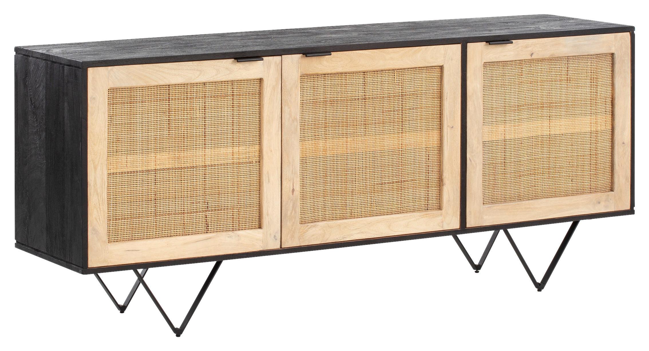 Sideboard Schwarz/Braun, B: 175 cm