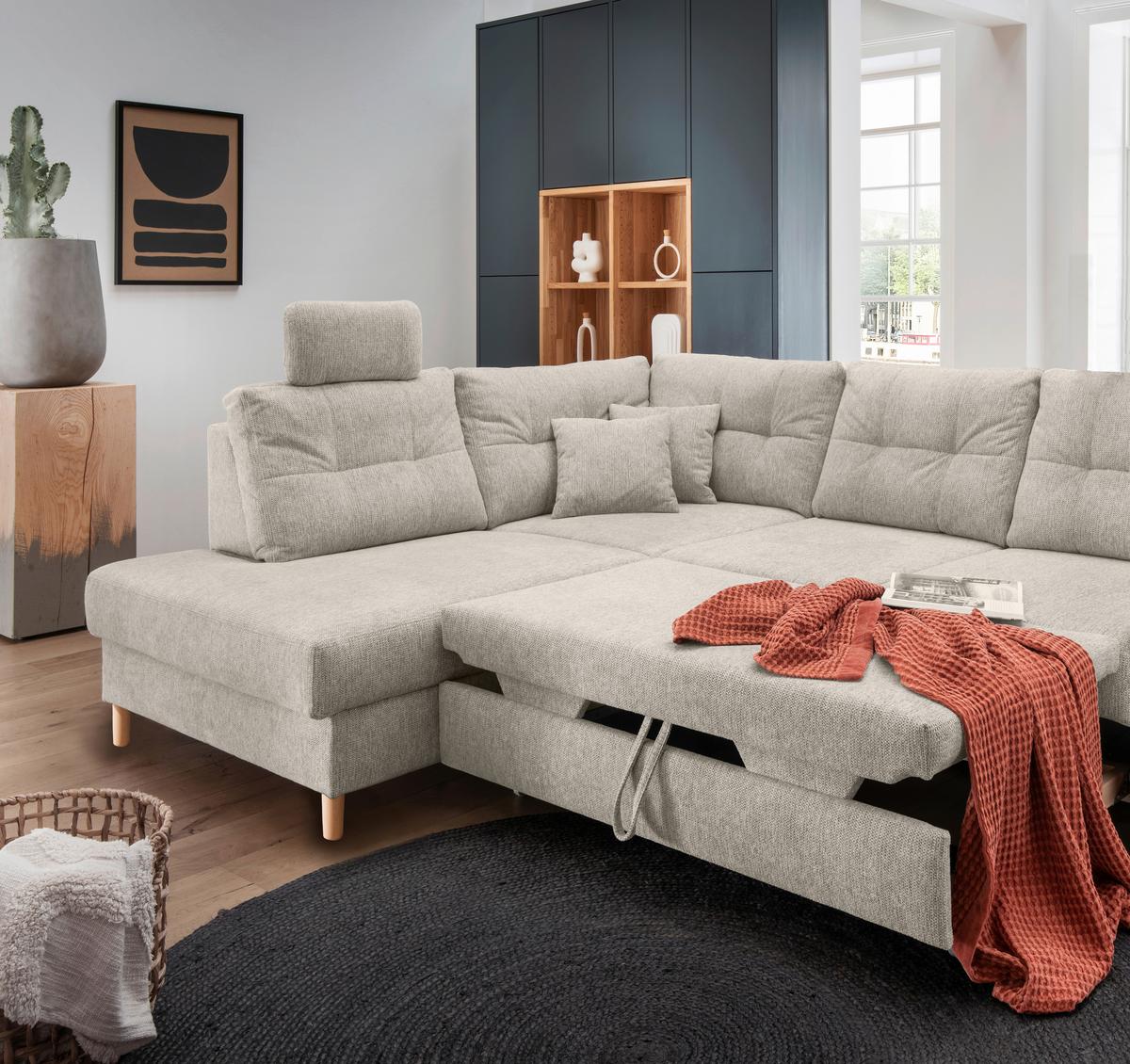 Ecksofa Brizzini, Beige S: 206x264 Cm - Beige/Naturfarben, MODERN, Textil (206/264cm) - Livetastic