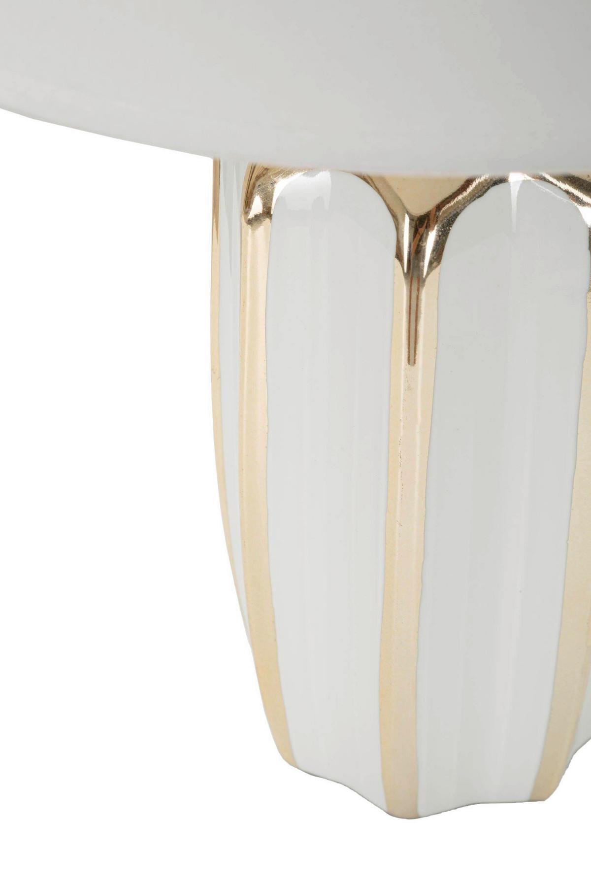 Tischleuchte Cassy Weiß, Goldfarben B: 25cm - Goldfarben/Weiß, Basics, Keramik/Textil (25/40.5/25cm)