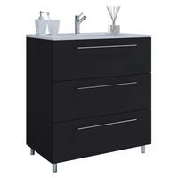 Waschtischkombi Schubo Schwarz Stehend - Alufarben/Schwarz, MODERN, Keramik/Holzwerkstoff (80cm) - MID.YOU
