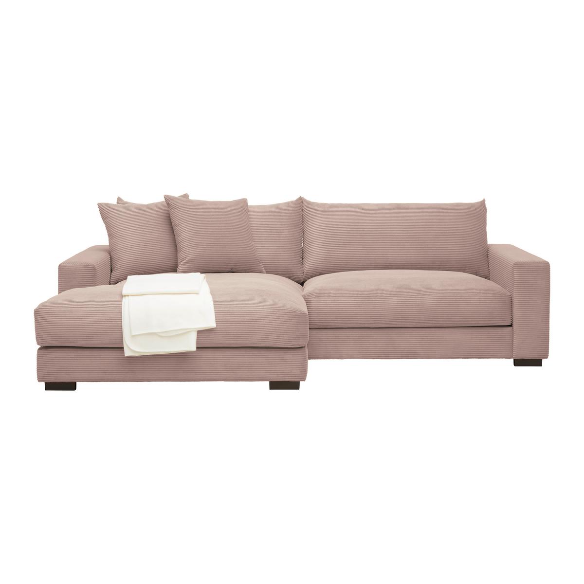 Rohová sedačka PEDRO, levá, růžový manšestr - růžová, Moderní, textil (180/265cm) - Mömax