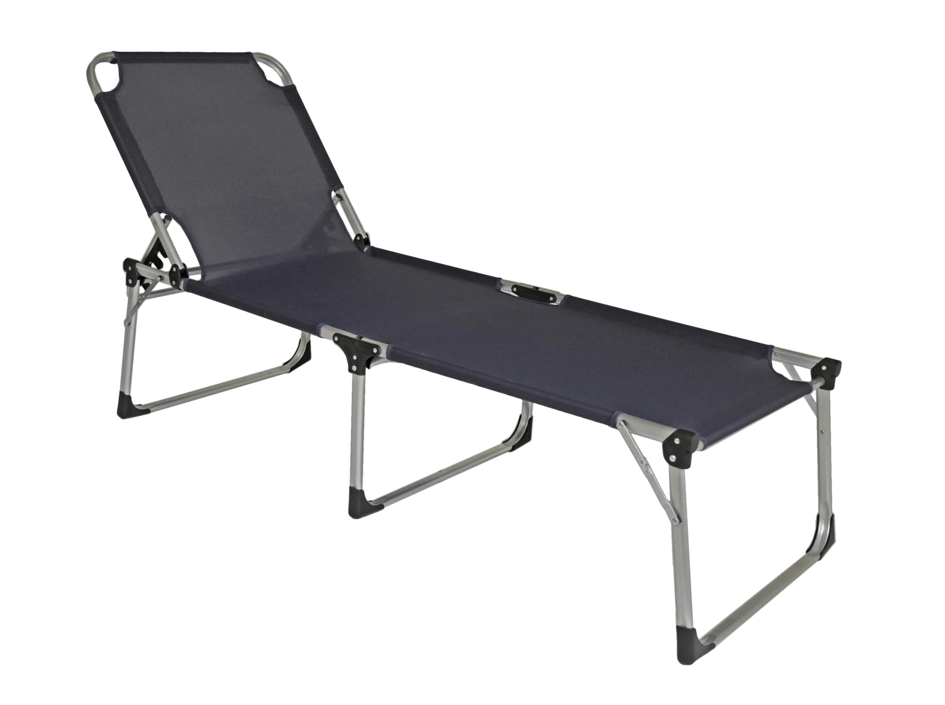 SONNENLIEGE ABACO - Anthrazit/Silberfarben, Basics, Kunststoff/Metall (70/45/214cm) - Gardenson