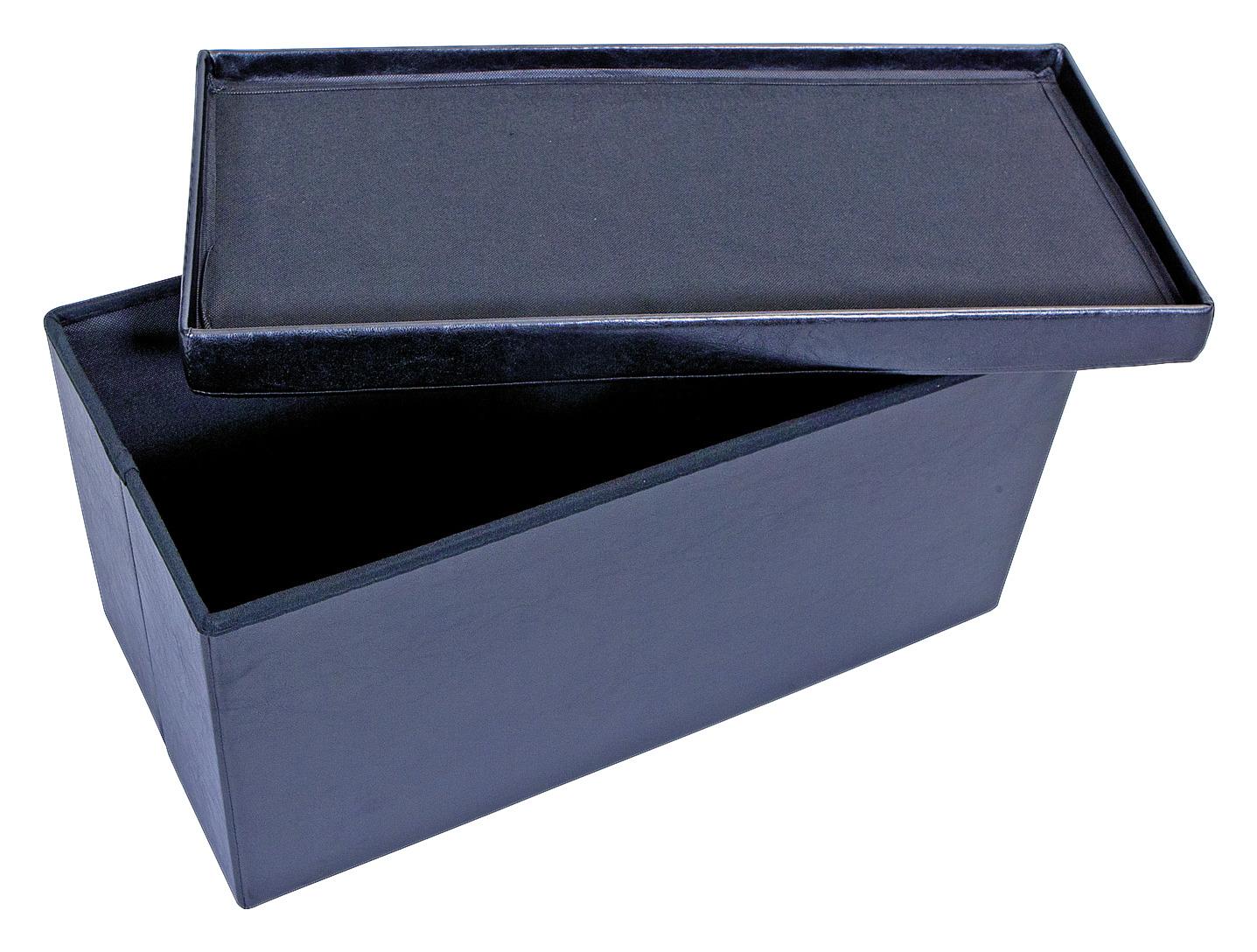 Faltbox Setto Groß 76x38 cm Schwarz Lederoptik mit Deckel - Schwarz, Basics, Holzwerkstoff/Kunststoff (76/38/38cm) - MID.YOU