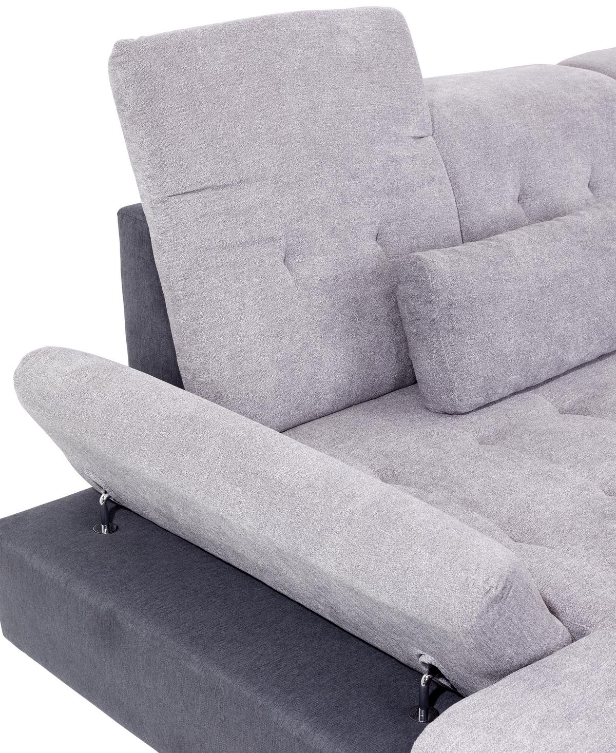 Wohnlandschaft mit Schlaffunktion Madera Webstoff - Anthrazit/Silberfarben, MODERN, Kunststoff/Textil (190/358/212cm) - Ondega