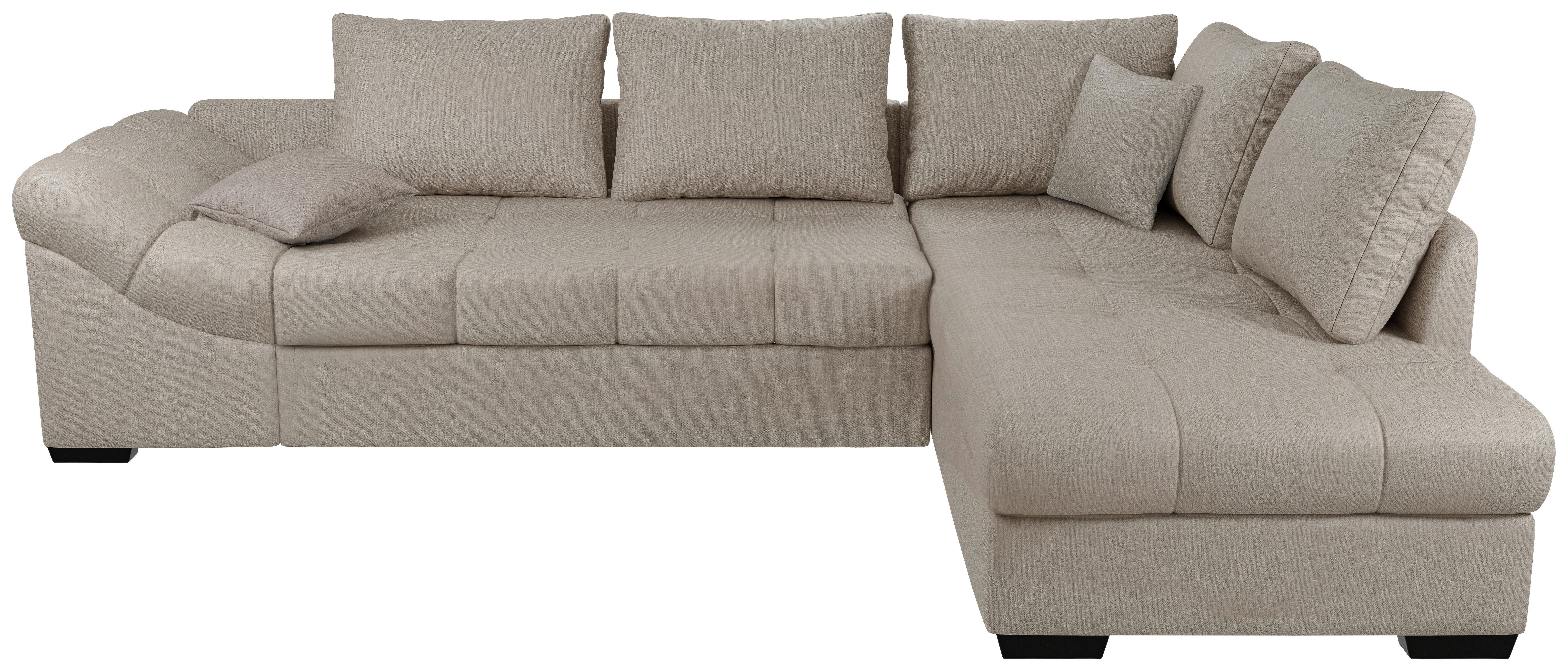 Eckschlafsofa Alvito Taupe S: 298x202 Cm - Taupe/Schwarz, MODERN, Textil (298/202cm) - MID.YOU