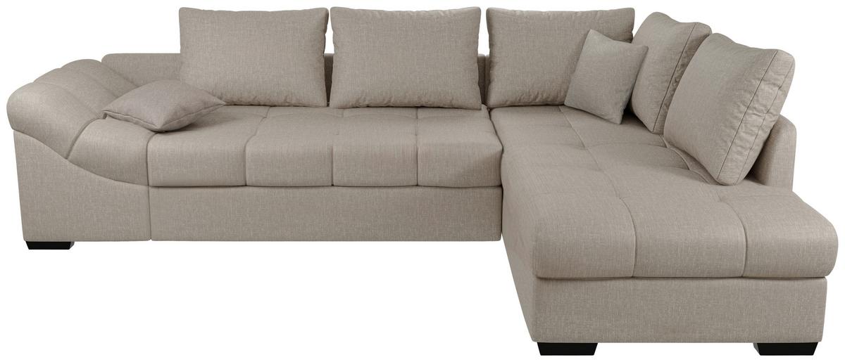 Eckschlafsofa Alvito Taupe S: 298x202 Cm - Taupe/Schwarz, MODERN, Textil (298/202cm) - MID.YOU