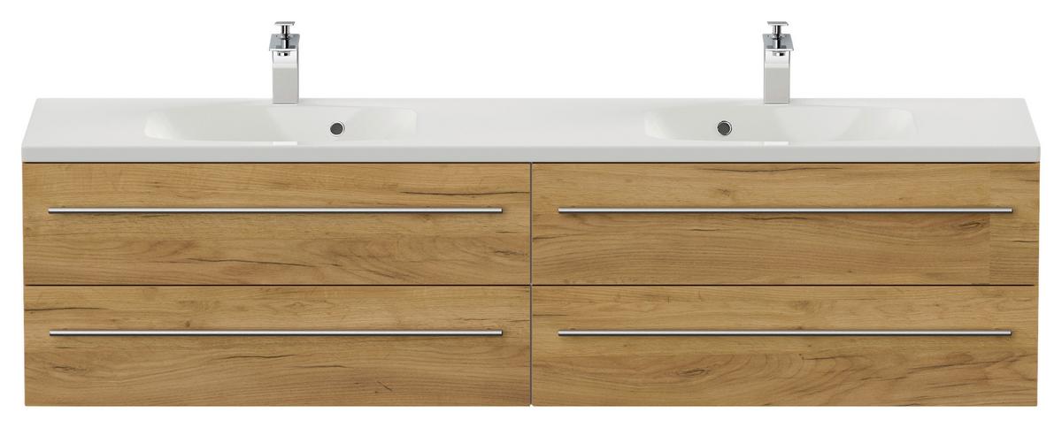 WASCHTISCHKOMBI Geant, Eichefarben B: 180 cm - Eichefarben/Weiß, Basics, Holzwerkstoff/Stein (180cm) - MID.YOU