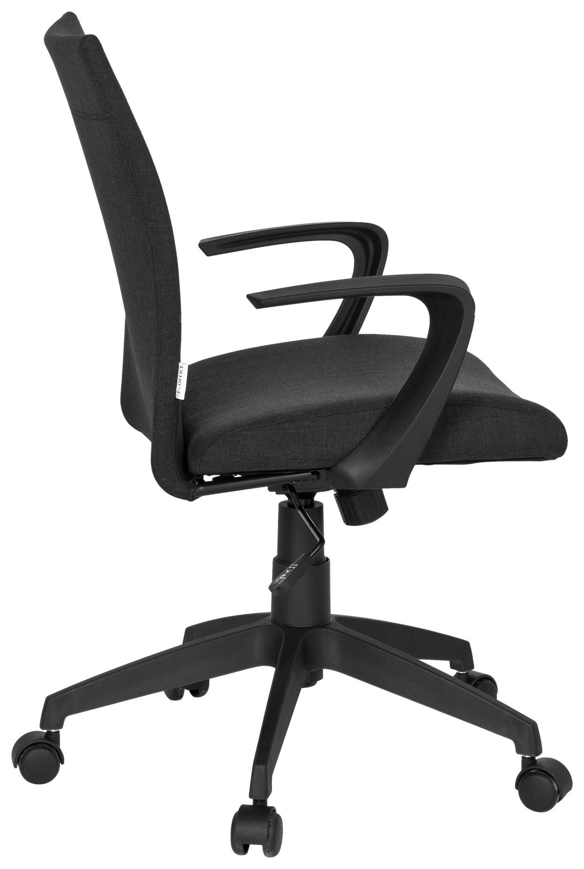 Bürostuhl Soft mit Armstützen Schwarz - Schwarz, MODERN, Kunststoff/Textil (54/104/44cm) - MID.YOU