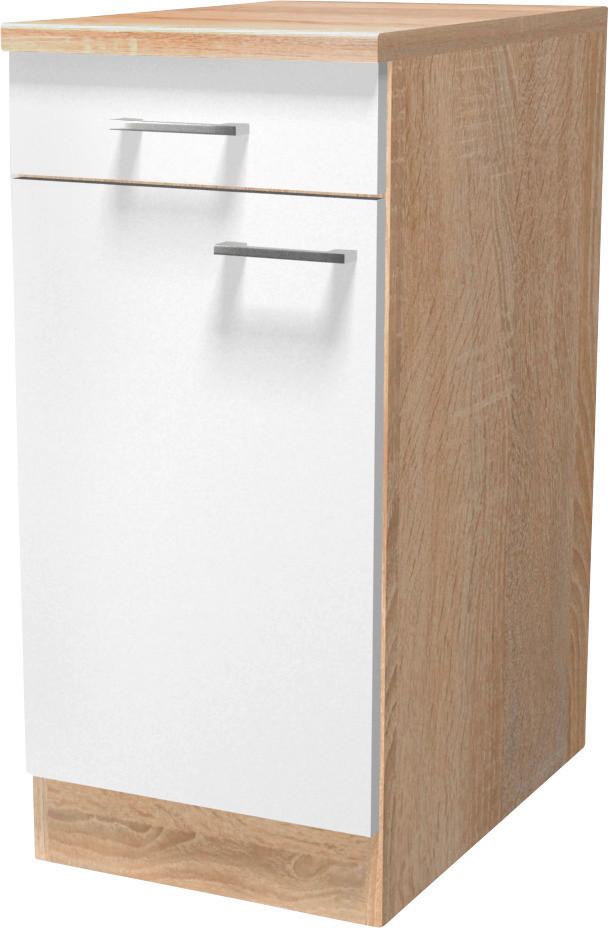 Kuchyňská Spodní Skříňka Samoa Us 40 - bílá/barvy dubu, Konvenční, kompozitní dřevo/plast (40/85/57cm)