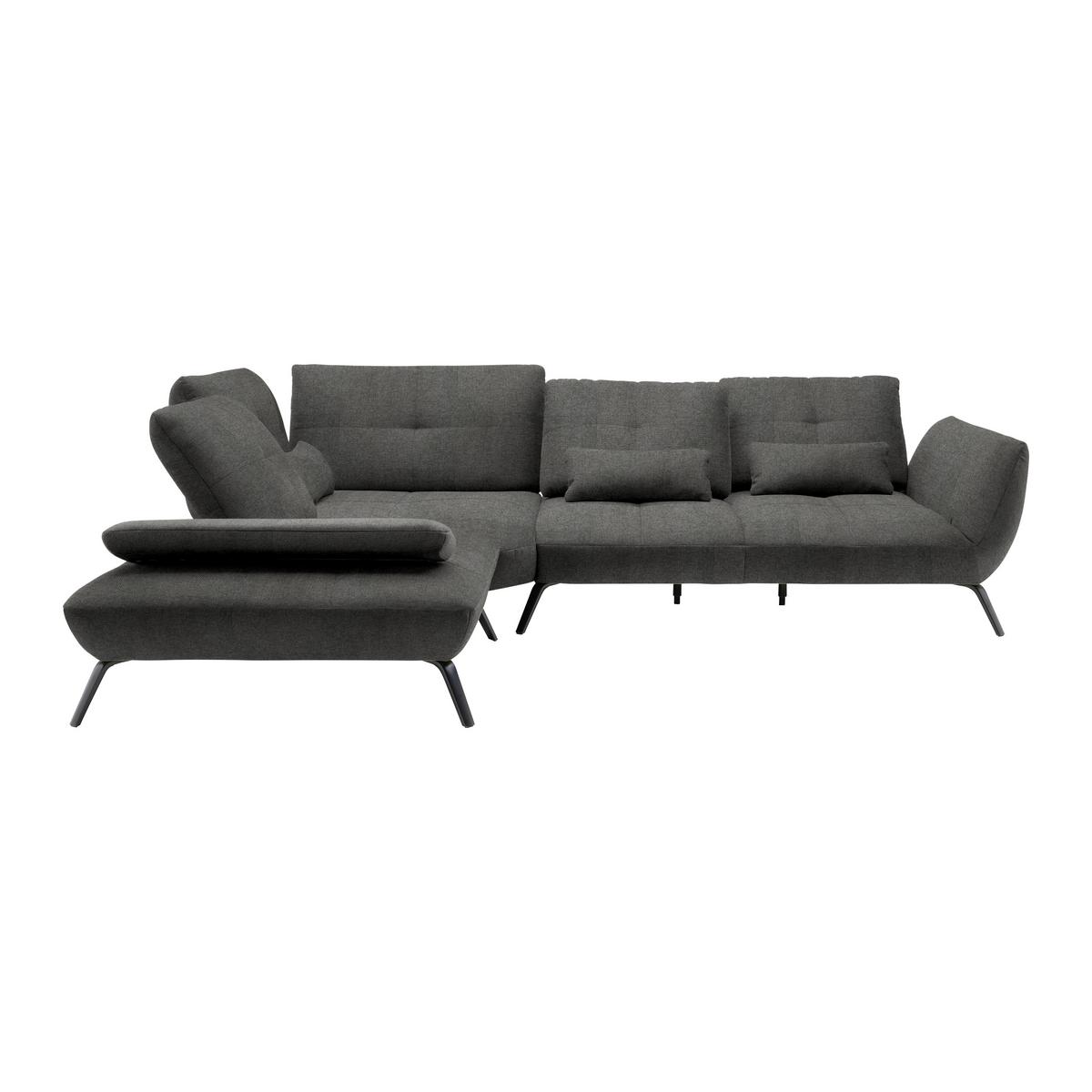 Rohová sedačka TRENDY, levá, antracitová - černá/antracitová, Moderní, kov/kompozitní dřevo (250/93/310cm) - Premium Living