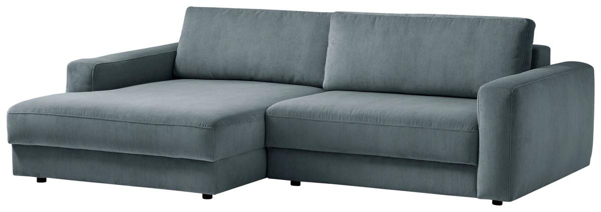 Ecksofa Bourbon - Blaugrau/Schwarz, MODERN, Textil (176/250cm) - Trendmanufaktur