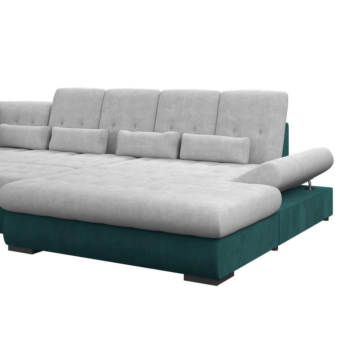 Wohnlandschaft Madera Silberfarben S: 212x358 cm - Türkis/Silberfarben, KONVENTIONELL, Kunststoff/Textil (212/358/190cm)