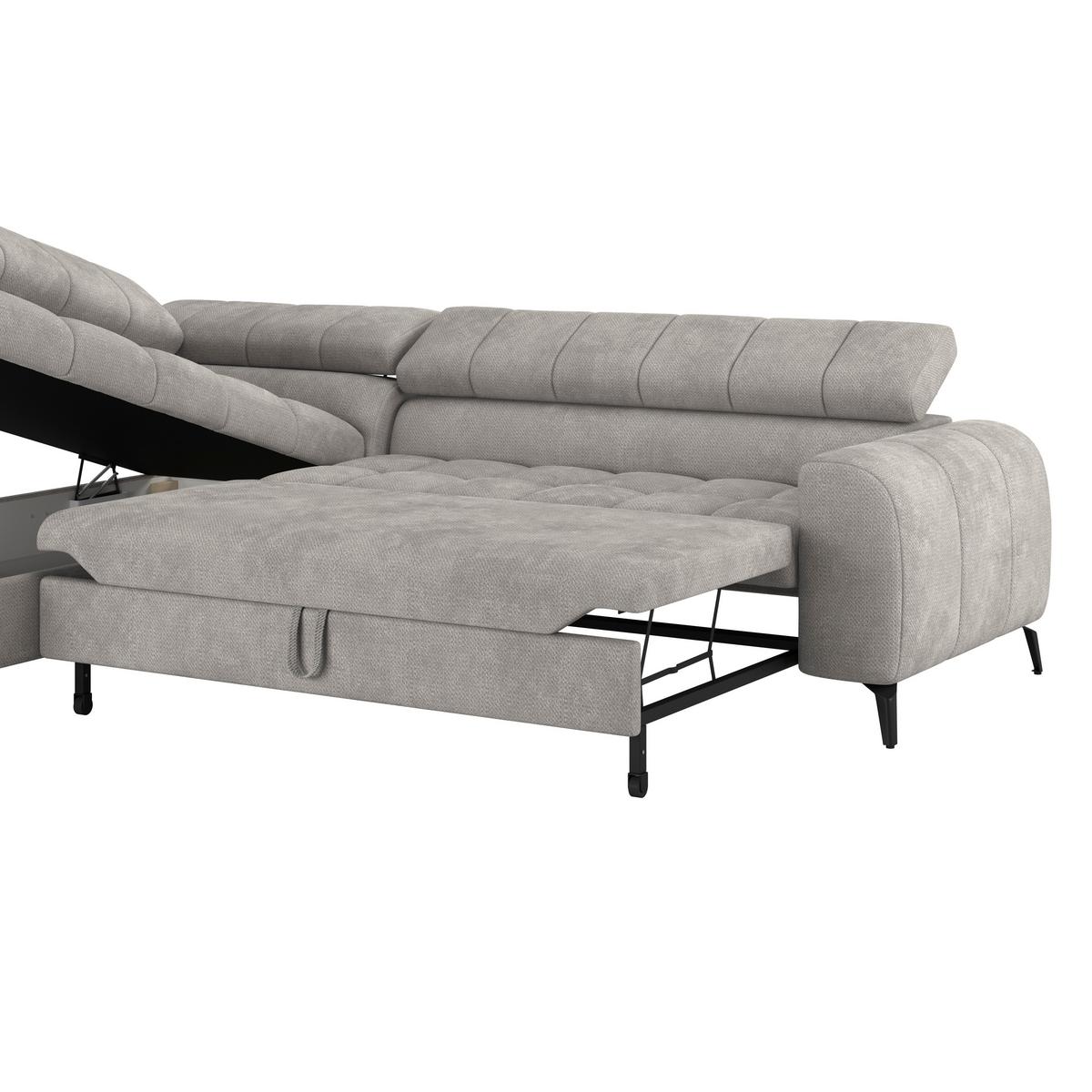 Ecksofa Volf Links New Hellgr. mit Schlaffunktion, 203x261 cm - Hellgrau/Schwarz, Trend, Textil (203/261cm)