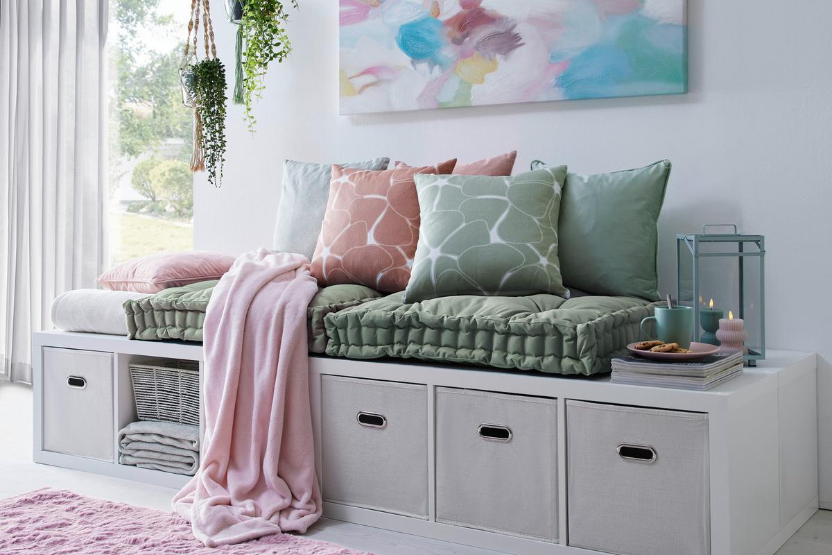 Dekorační polštář Blooming, 45/45cm, růžová - pink, Romantický / Rustikální, textil (45/45cm) - Modern Living