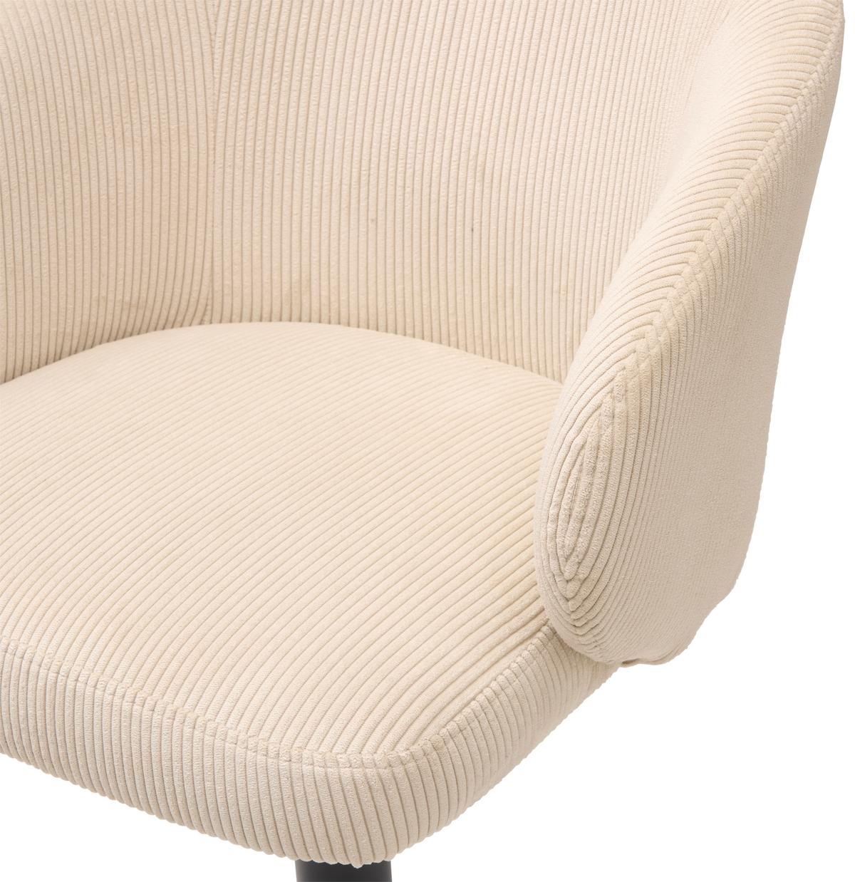Barhocker höhenverstellbar mit Lehne Wisal Cord Beige - Beige/Schwarz, KONVENTIONELL, Textil/Metall (54/91-112/52cm) - MID.YOU