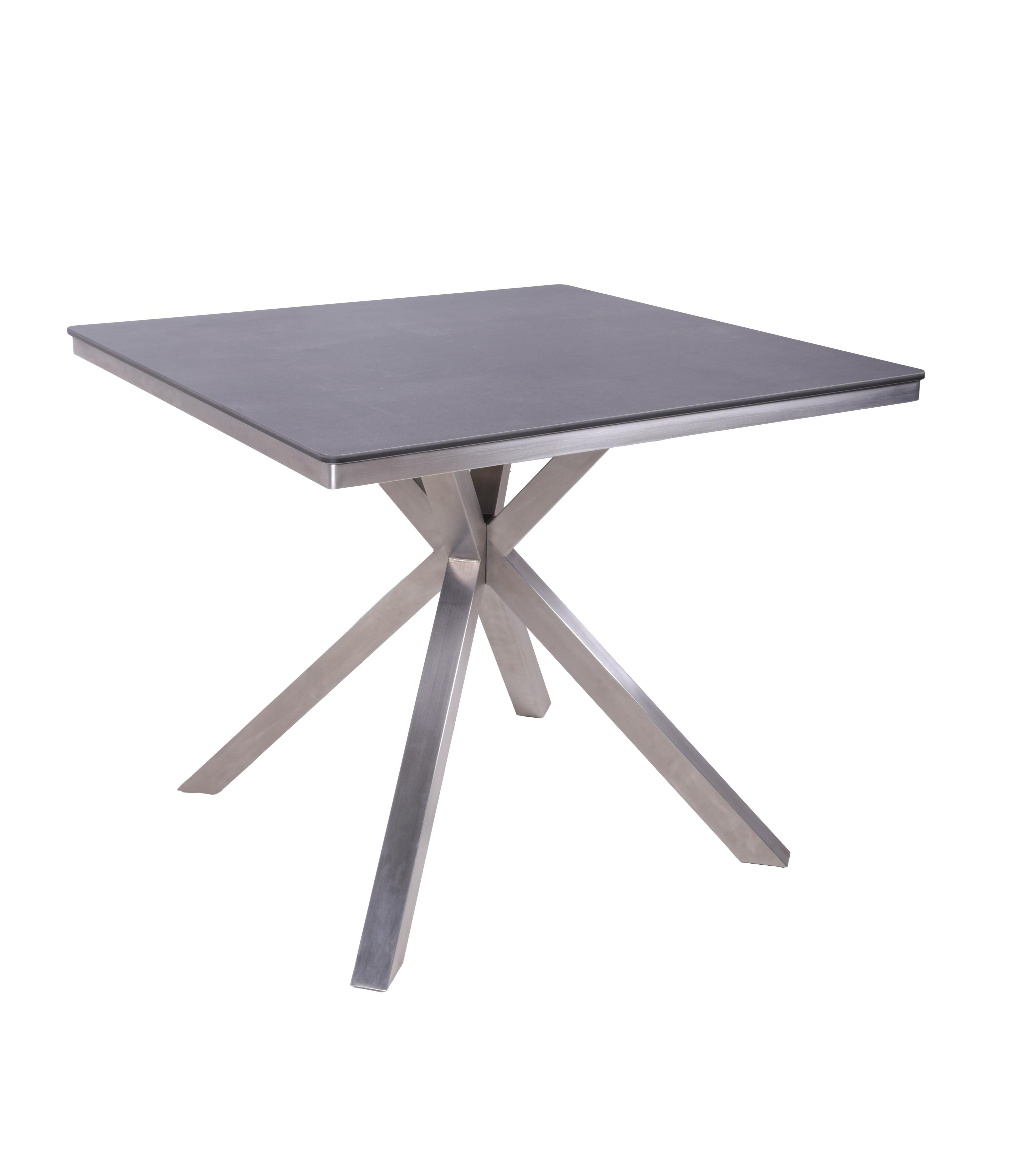 Gartentisch Modena - Dunkelbraun/Silberfarben, Basics, Kunststoff/Metall (90/90/75cm) - Gardenson