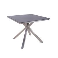 Gartentisch Modena - Dunkelbraun/Silberfarben, Basics, Kunststoff/Metall (90/90/75cm) - Gardenson